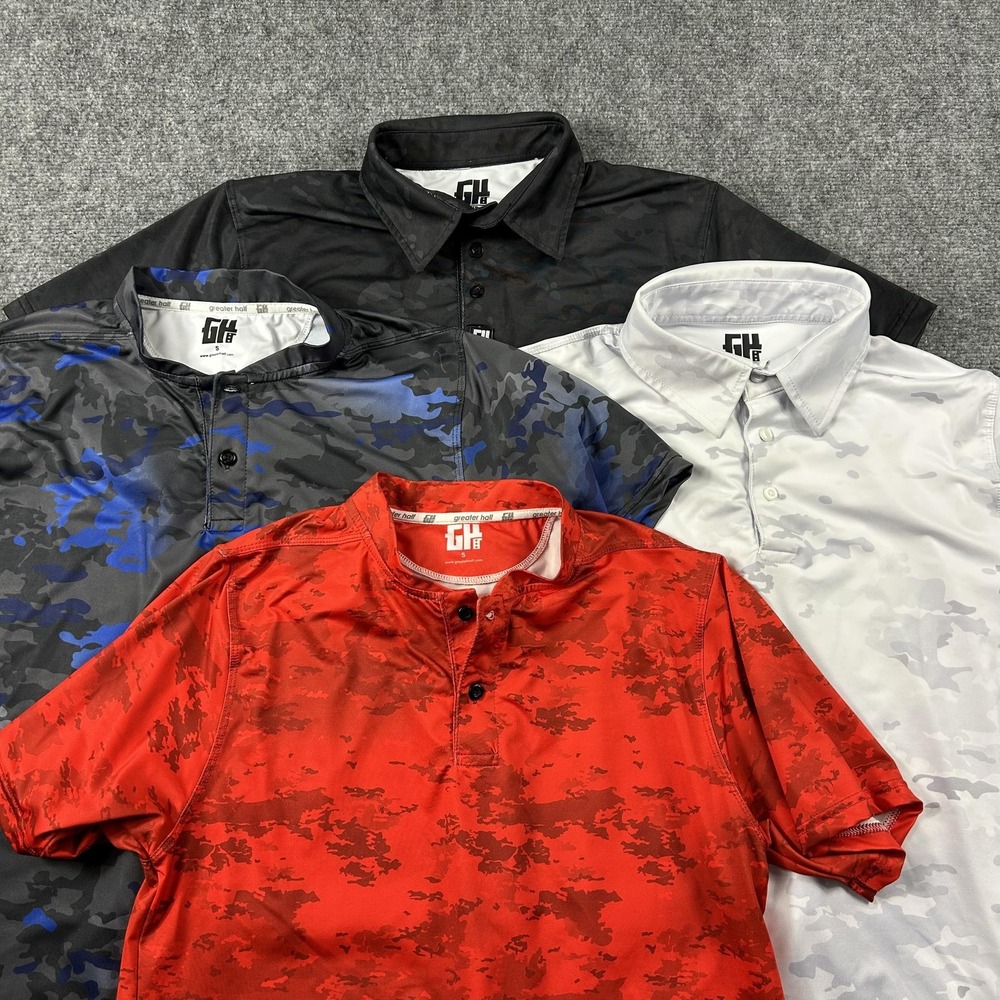 Greater Half‎ Polo Shirt Mens Small Camo Performance Golf Blade Lot of 4